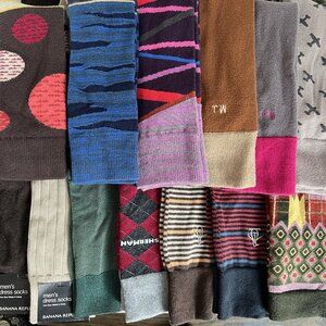 Men’s 13 Pair Lot Designer Dress Socks Marc Jacobs Florsheim Penguin BR Mezlan